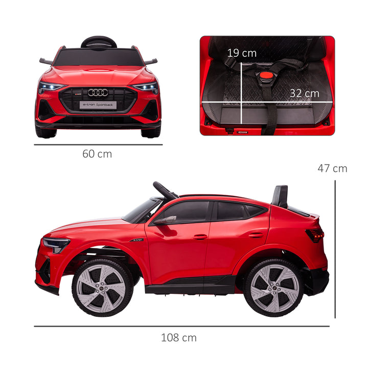 Audi E-tron Licensed 12V Kids' Electric Ride on, Electric Car for Kids, with Parental Remote, Music Lights MP3, Suspension Wheels, for 3-5 Years, Red