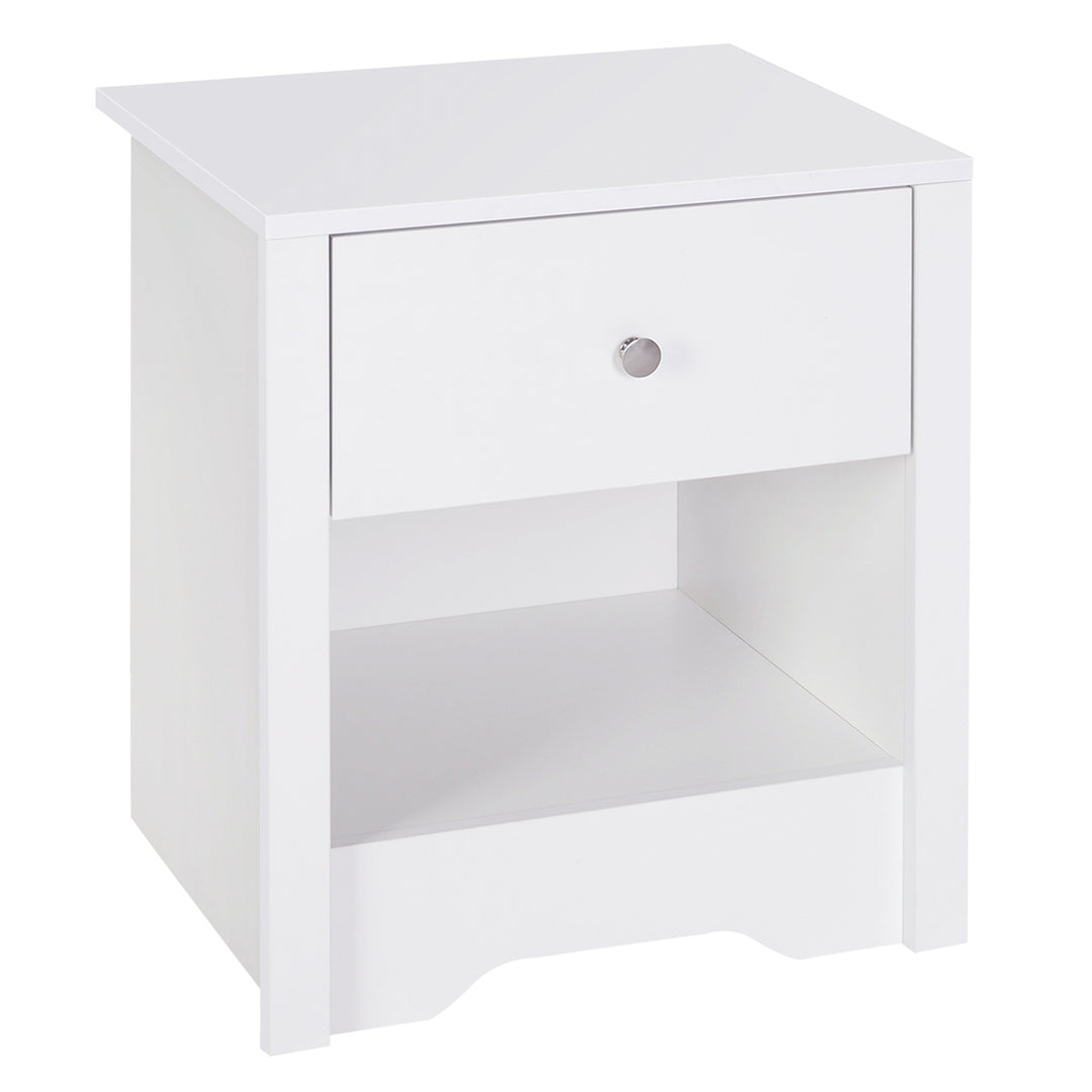 MCL Modern Bedside Table, Nightstand with Drawer Shelf, End Table for Living room, Bedroom White