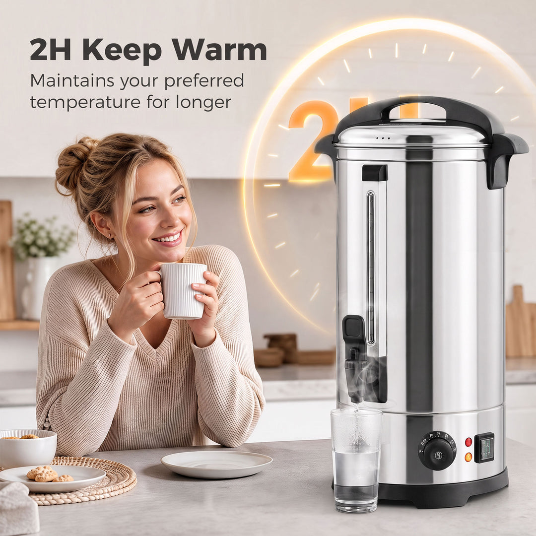24L Catering Urn, 2500W Stainless Steel Hot Water Boiler Dispenser wit