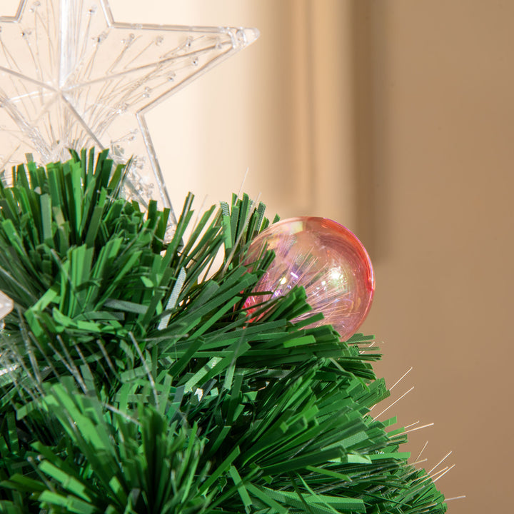 MCL 2FT Pre-lit Artificial Christmas Tree Tabletop Multicoloured Fibre Optic Xmas Decoration w/ LED Lights Pot Table Desk - Green