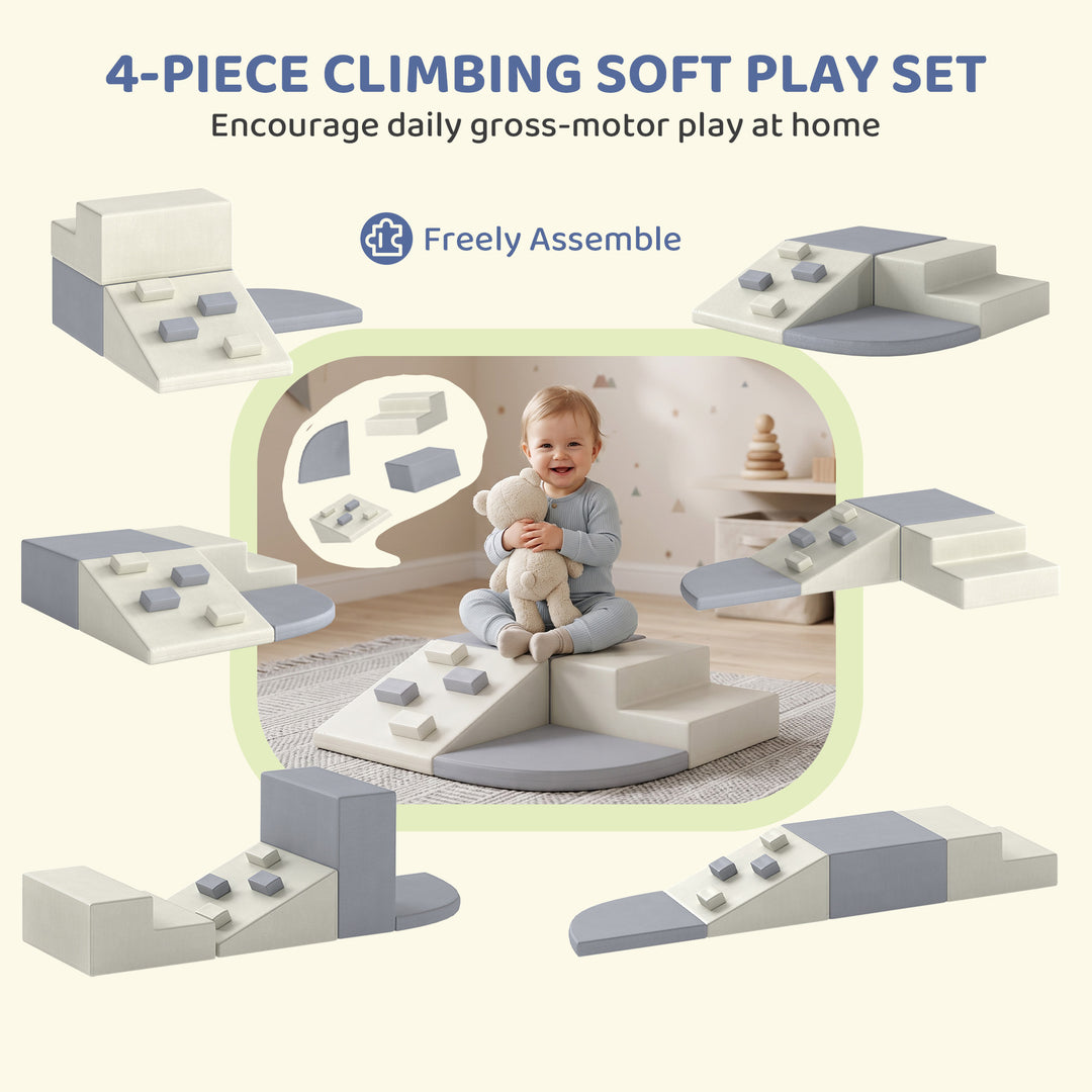Soft Play Set, 4 PCS Climbing Blocks for Toddlers Indoor, PU Leather - view 4