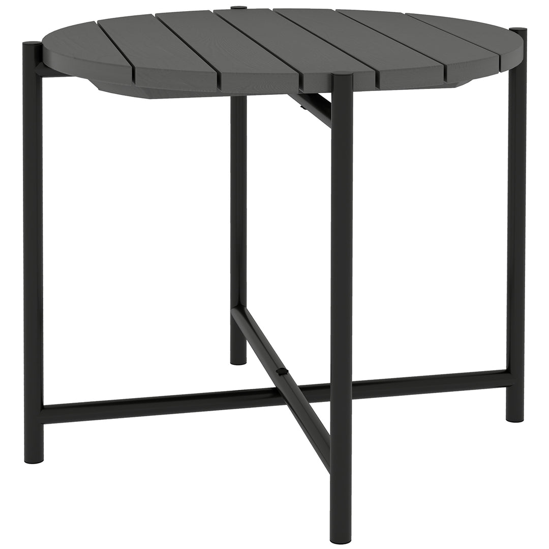 54 cm Round Outdoor Side Table, Industrial Small Garden Table with Sla
