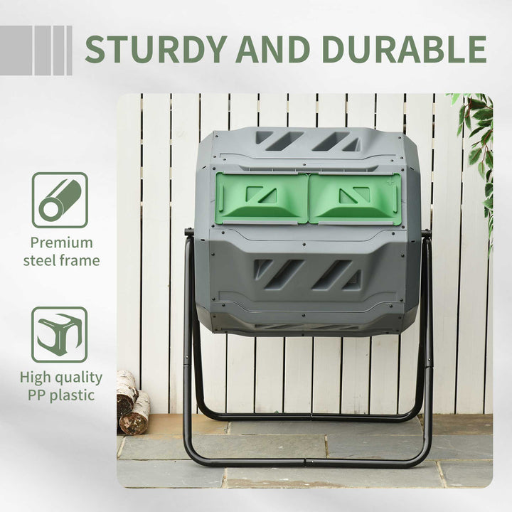 160L 360° Rotating Dual Chamber Composter - Grey