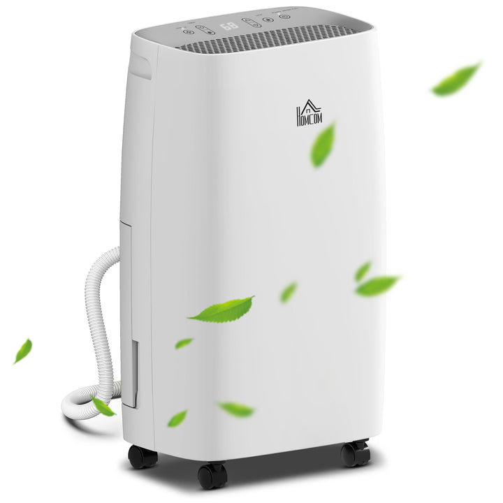 12L/Day Dehumidifier with Continuous Drainage, 2.5L Water Tank, 24H Timer, Humidity Display, for Home Damp, Condensation, Mould and Laundry Drying, White
