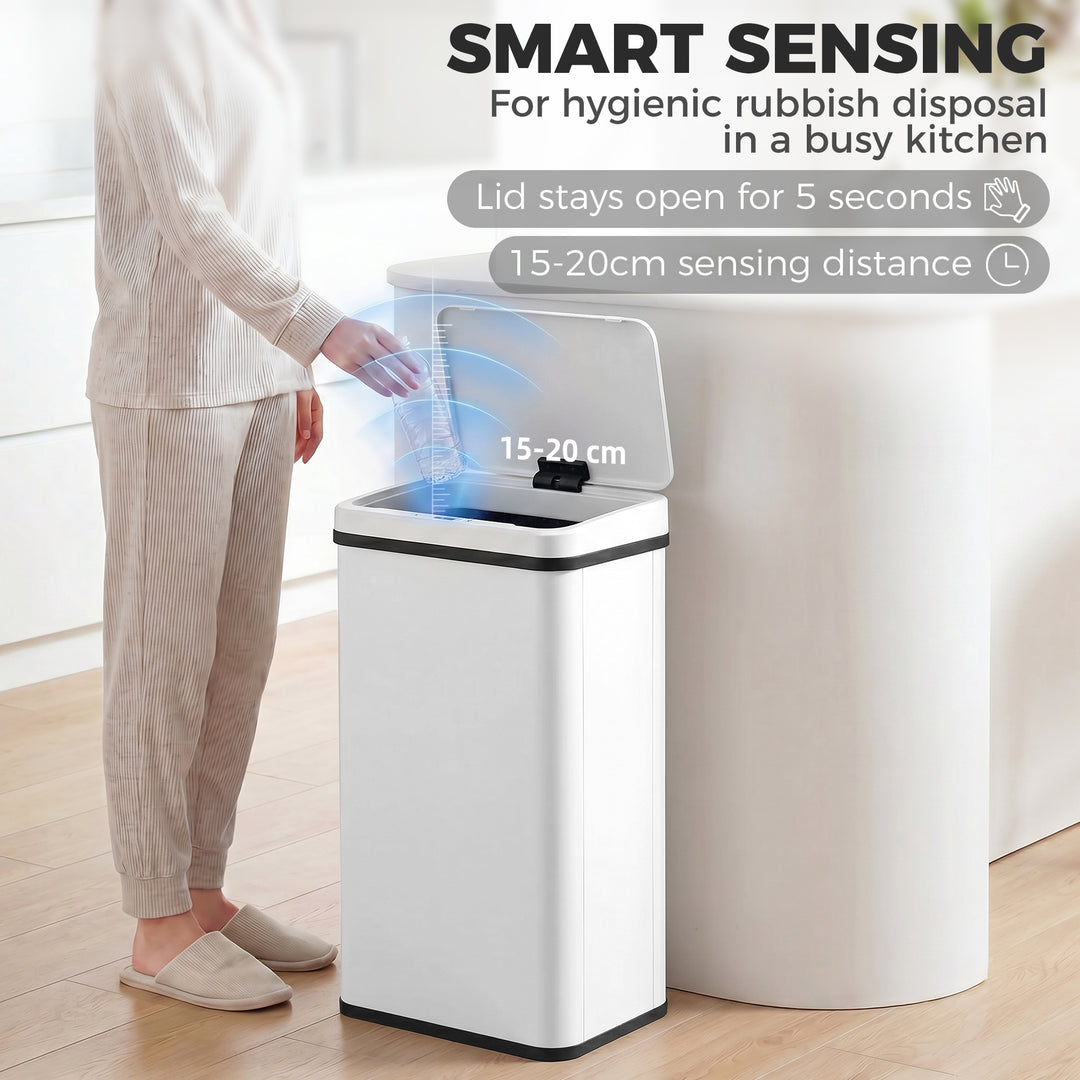 50L Sensor Bin with Soft-Close Lid, Stainless Steel Automatic Touchles