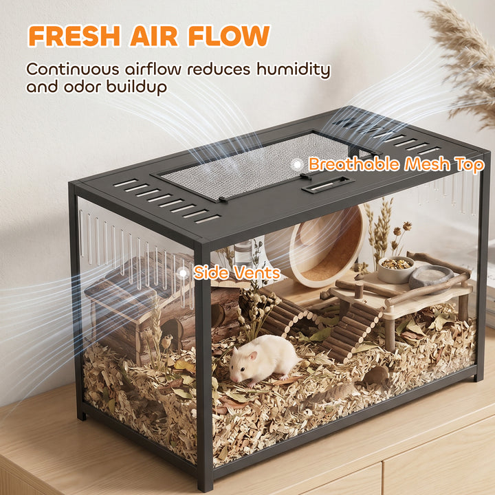 Hamster Cage, Chewproof Metal Rat Cage with Deep Base, Openable Top fo