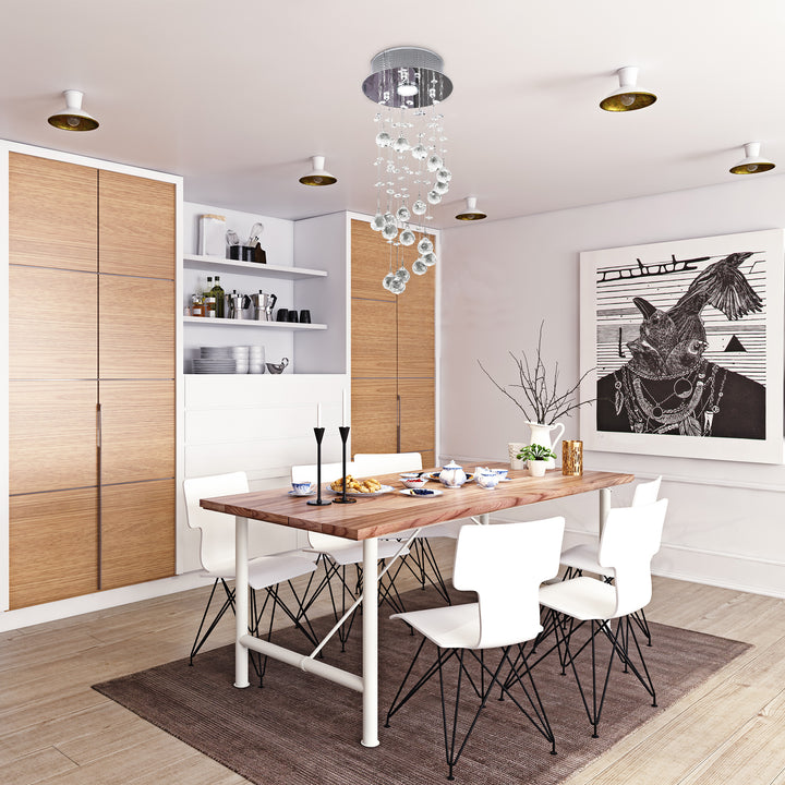 MCL Metal Crystal Ceiling Light Chandelier Elegant Pendant Lamp Living Room Stairway Stairway Spiral Rain Drop Pendant Lamp Silver