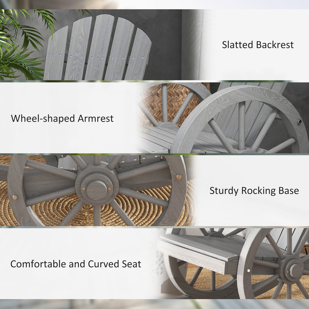 Wooden Adirondack Rocking Chair Reclining Armchair Outdoor Garden Furniture Patio Porch Rocker - Grey