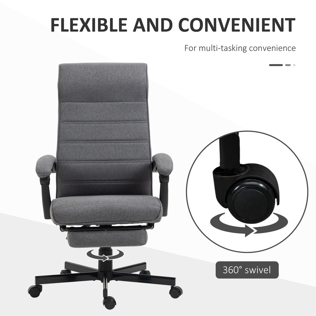 Office Chair, Computer Desk Chair, Fabric Swivel Chair with Adjustable Height and Rolling Wheels for Home Office Work Study, Grey