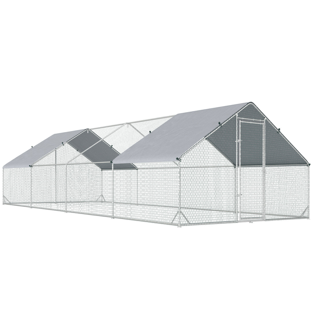 Chicken Run Galvanised Walk-in Chicken Coop Hen Poultry House Cage Rab