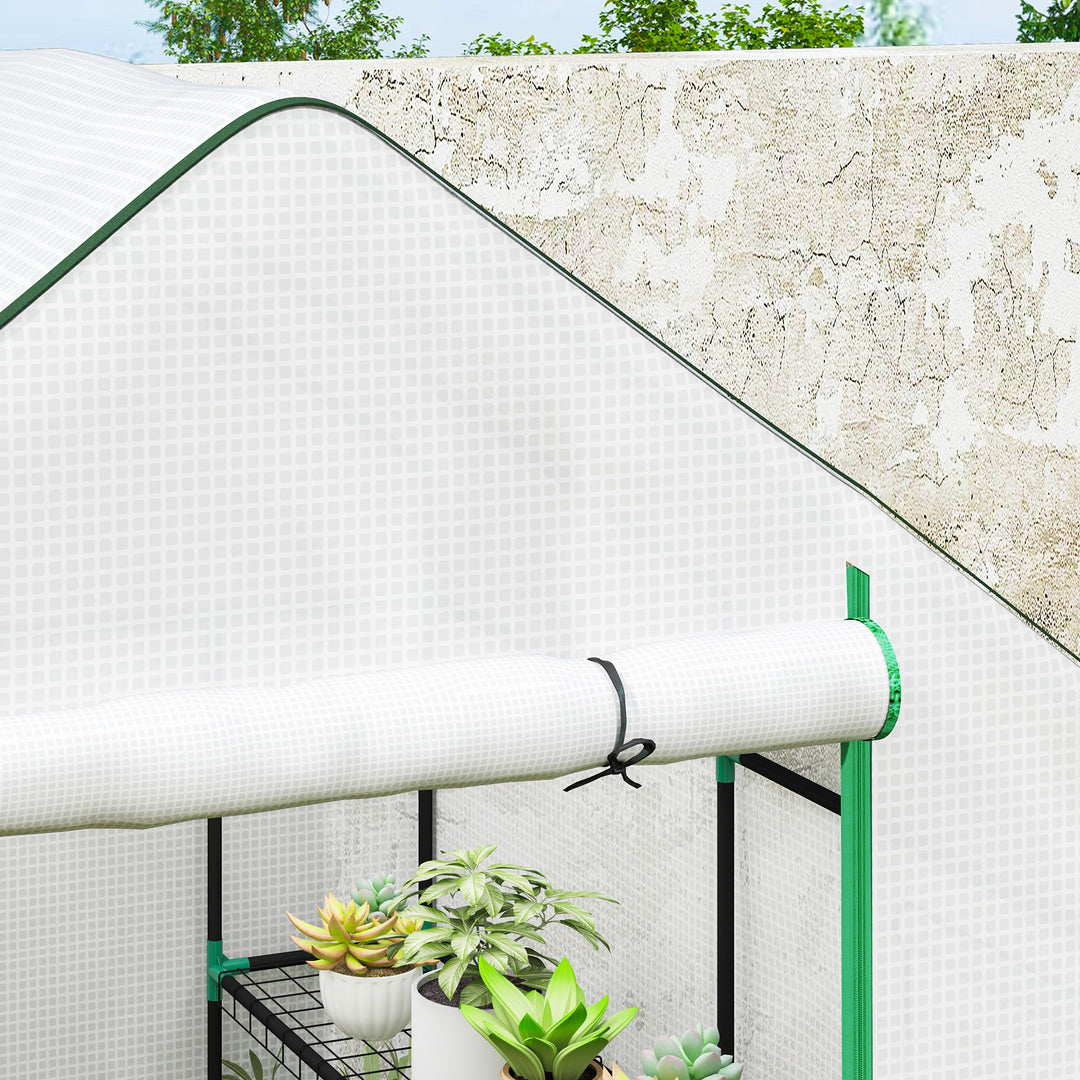 143 x 140cm Walk-In Greenhouse, with Accessories - White