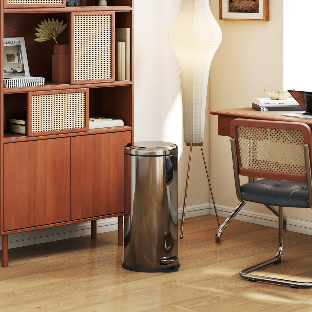 MCL Foot Pedal Bin Stainless Steel Metal Waste Rubbish Lid Kitchen Garbage 30L Silver