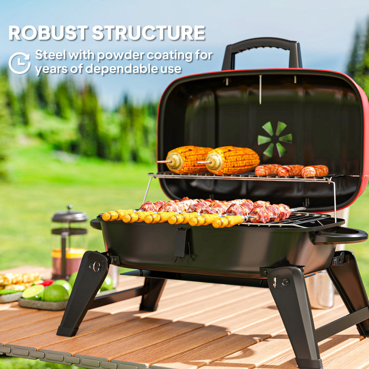 Charcoal Barbecue Grill Folding Portable BBQ Grill for Camping with 12
