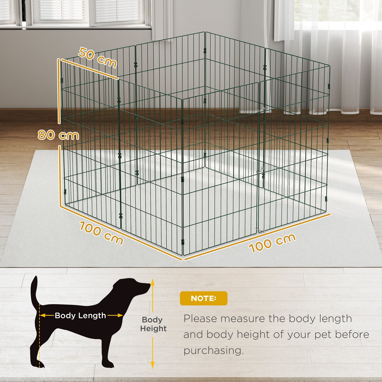 8 Panel Pet Playpen for Medium Dogs Indoor Outdoor 80 cm Height