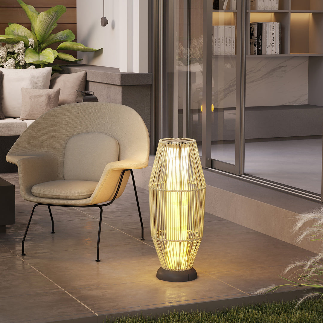 Garden Rattan Lamp, 72 cm Tall Solar Rattan Floor Lamp, Solar Garden Light with Auto On/Off LED, IP44 for Outdoor, Porch, Pathway, Terrace, Grey