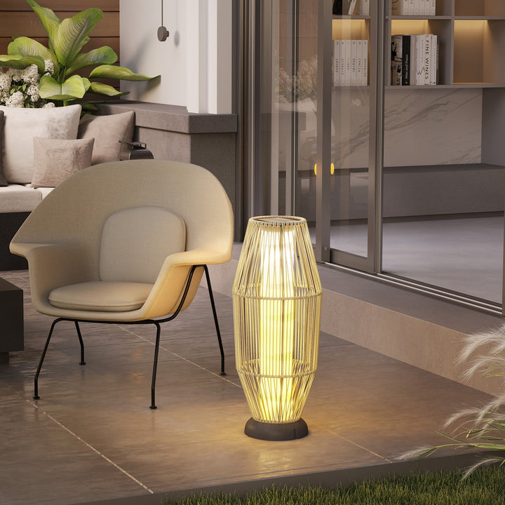 Garden Rattan Lamp, 72 cm Tall Solar Rattan Floor Lamp, Solar Garden Light with Auto On/Off LED, IP44 for Outdoor, Porch, Pathway, Terrace, Grey