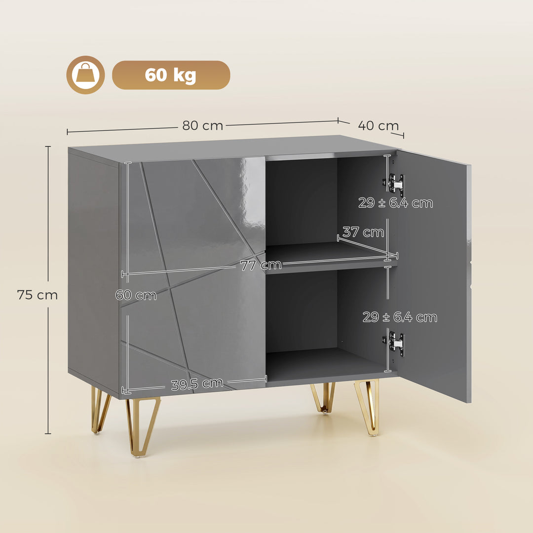Modern Luxe High Gloss Sideboard, with Hairpin Legs - Grey