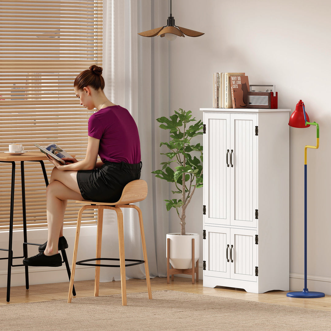 MCL Accent Floor Storage Cabinet Kitchen Cupboard with Adjustable Shelves and 2 Lower Doors, White