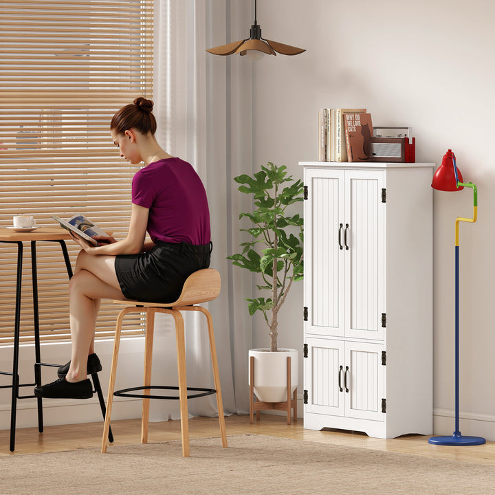 MCL Accent Floor Storage Cabinet Kitchen Cupboard with Adjustable Shelves and 2 Lower Doors, White