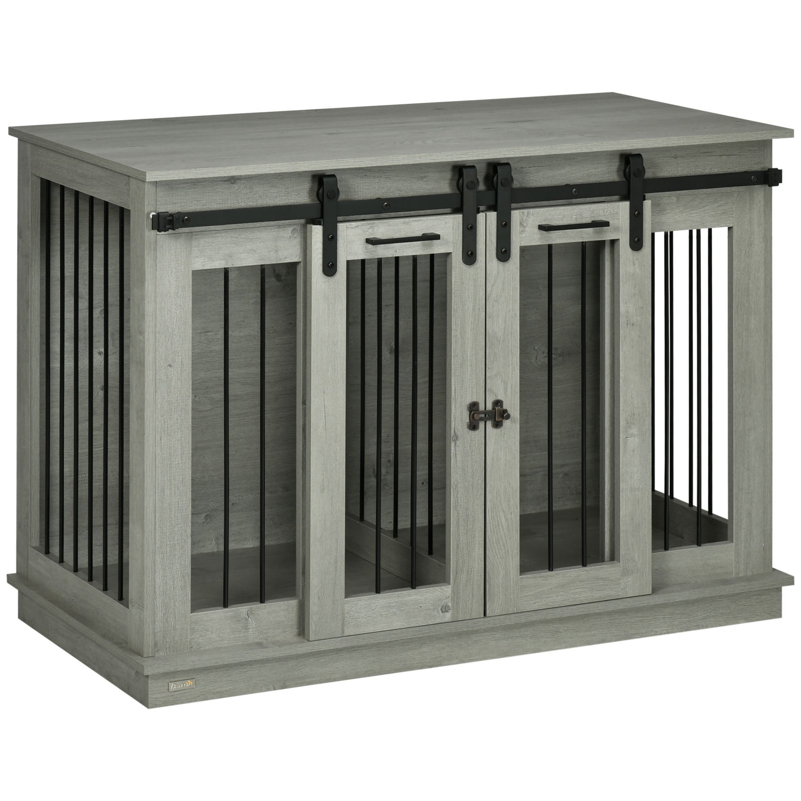 Dog Crate Furniture for Large Dogs, Double Dog Cage for Small Dogs, with Divider - Grey