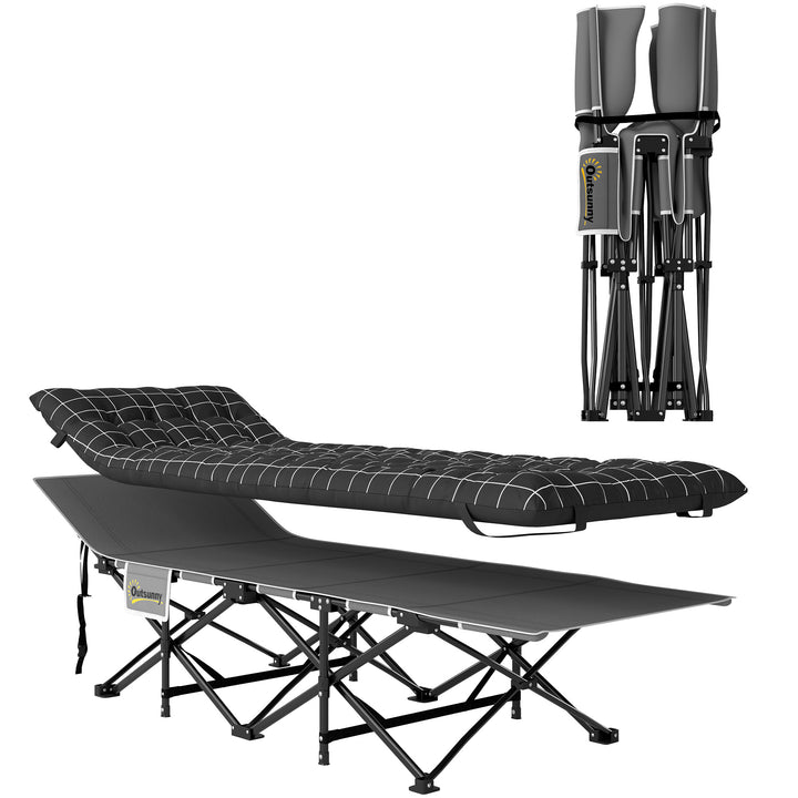 67cm Wide Folding Bed, Camping Cot for Adults with Mattress, Storage P