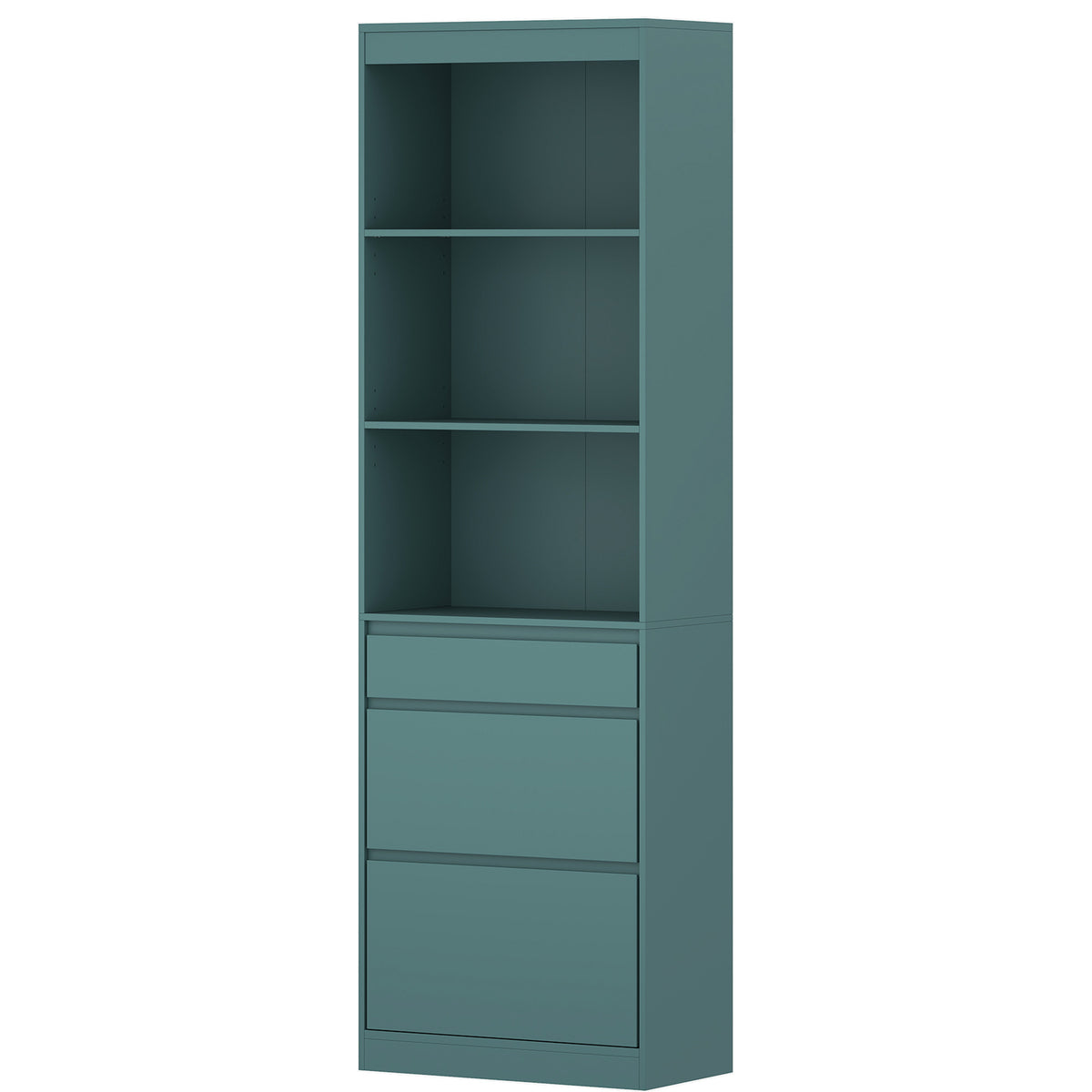 Bookcase with Drawers Adjustable Shelves Book Shelf for Study Living - Light Green