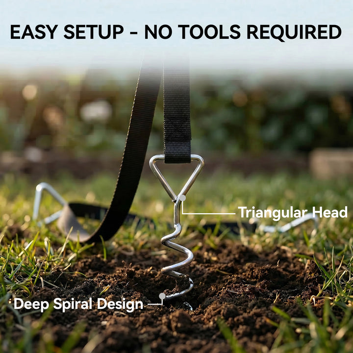 4Pcs Trampoline Anchor Kit, 32 cm Galvanised Trampoline Stakes, Spiral