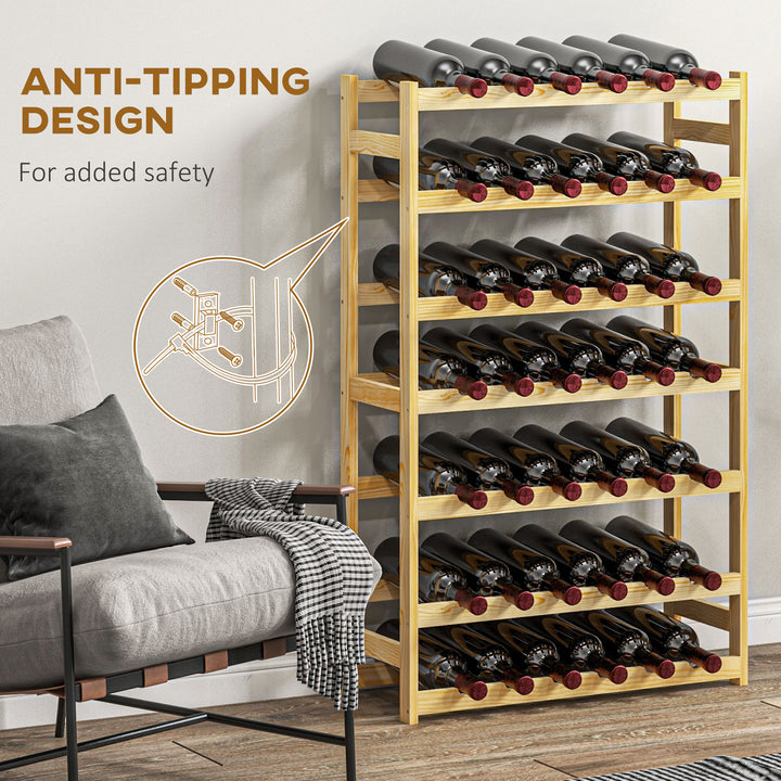 42-Bottle Wooden Wine Rack - Natural Finish - view 6