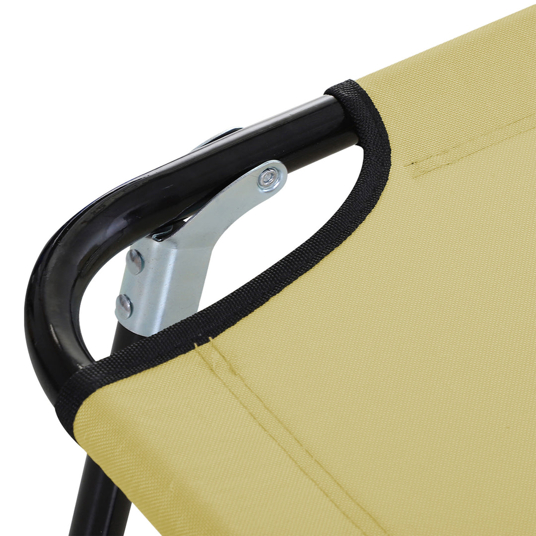 MCL Foldable Sun Lounger with 5-Position Adjustable Backrest, Outdoor Portable Recliner Chaise Lounge Chair with Breathable Mesh Fabric, Beige