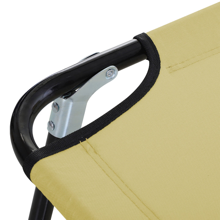 MCL Foldable Sun Lounger with 5-Position Adjustable Backrest, Outdoor Portable Recliner Chaise Lounge Chair with Breathable Mesh Fabric, Beige