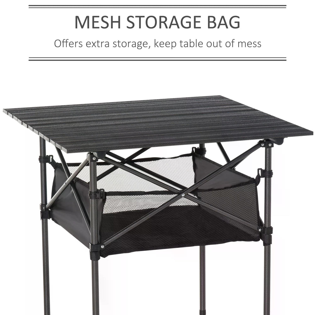 Folding Camping Table with Mesh Storage Bag Lightweight Aluminum Picnic Desk,Roll Up Tabletop with Carring Bag by Outsunny