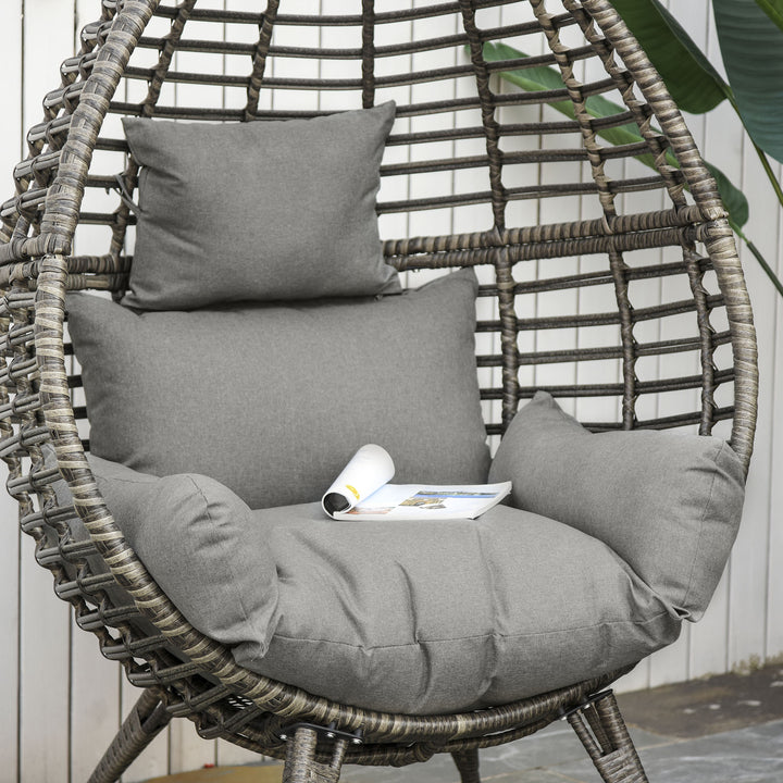 Teardop PE Wicker Rattan Chair w/ Thick Cushions 4 Legs Outdoor Seat Egg Garden