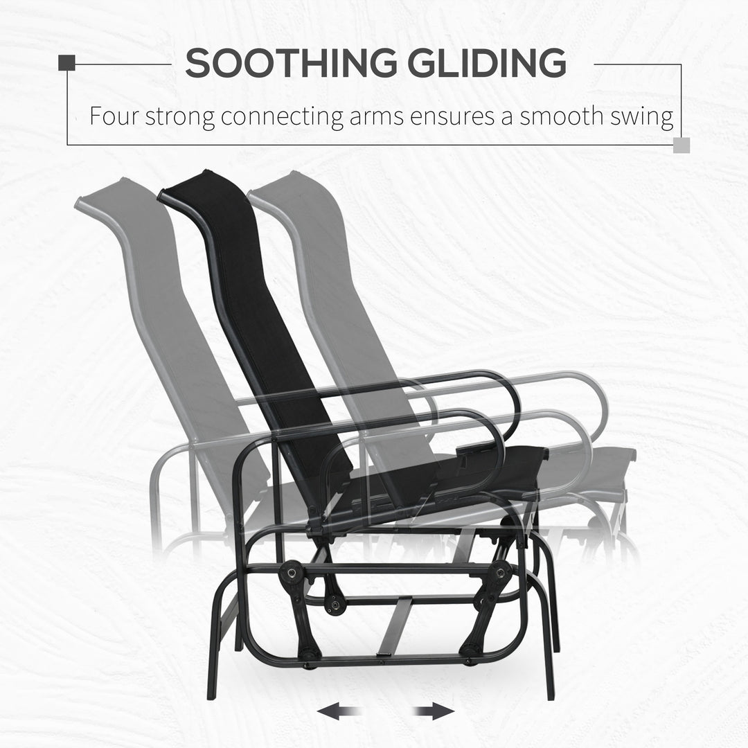 Outdoor Gliding Rocking Chair with Sturdy Metal Frame Garden Comfortable Swing Chair, Black