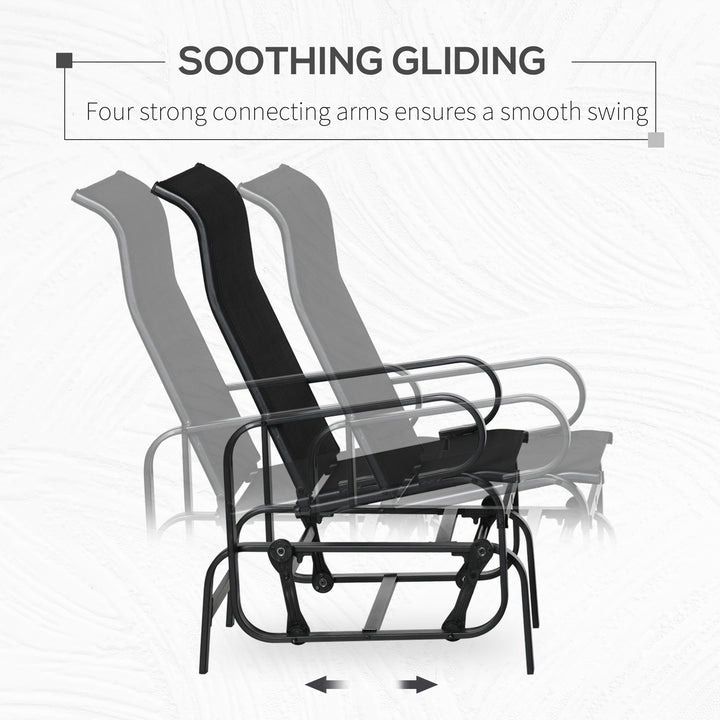 Outdoor Gliding Rocking Chair with Sturdy Metal Frame Garden Comfortable Swing Chair, Black