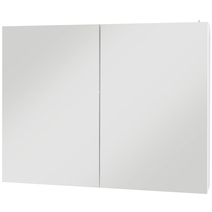 kleankin Illuminated Bathroom Mirror Cabinet: Wall Storage Cupboard with USB Charge, Adjustable Shelf, 90x15x70cm, White Shade | Aosom UK