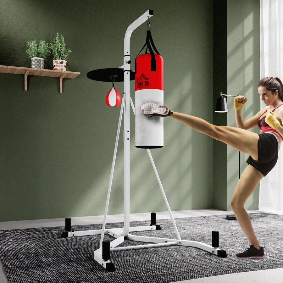 Freestanding Boxing Punch Bag & Speed ball Station, for Home Gym, White