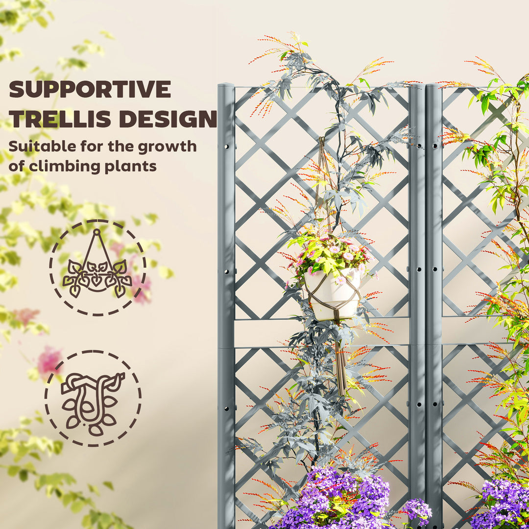 Raised Garden Bed with Trellis, Plastic Planter Box with Drainage Hole