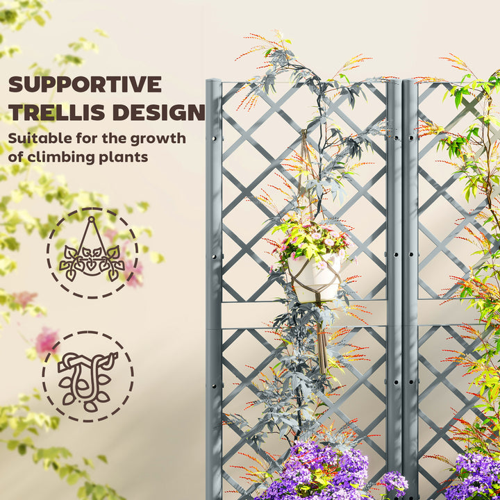 Raised Garden Bed with Trellis, Plastic Planter Box with Drainage Hole