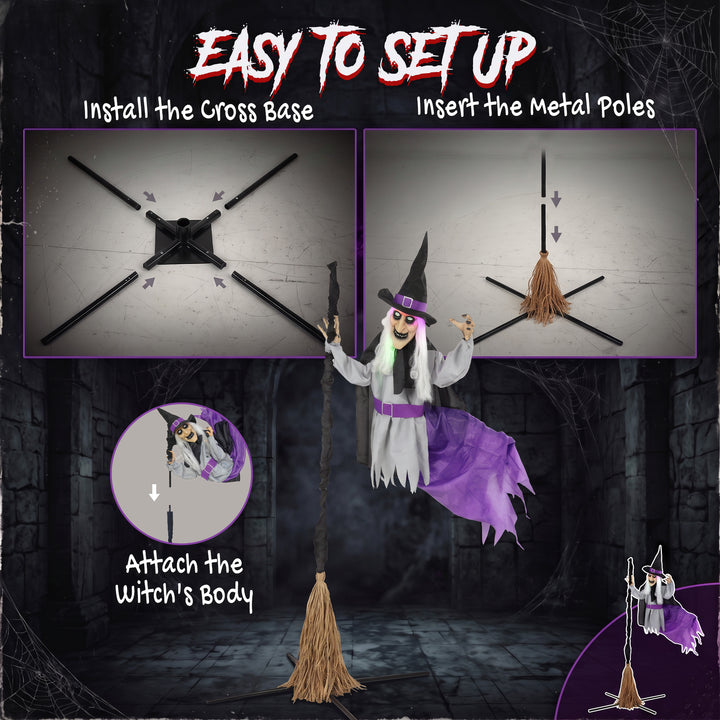 200cm Life Size Animated Flying Witch Halloween Decorations Outdoor In