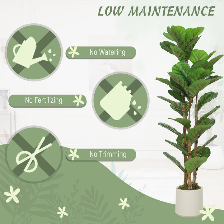 120cm Set of 2 Artificial Fiddle Leaf Fig Trees - Green