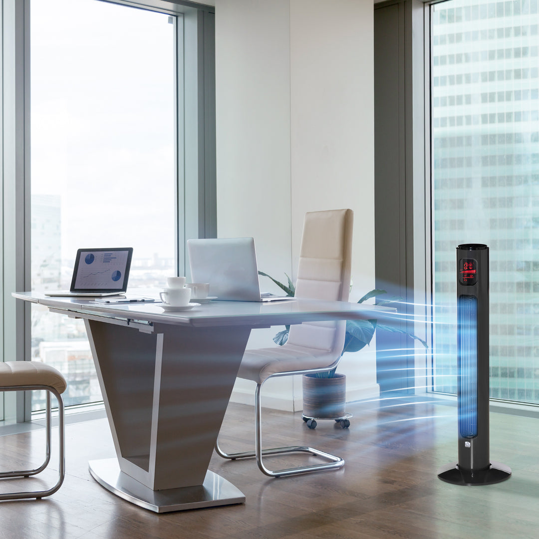 MCL 38'' Freestanding Tower Fan, 3 Speed 3 Mode, 12h Timer, 70 Degree Oscillation, LED Panel, 5M Remote Controller, Dark Grey