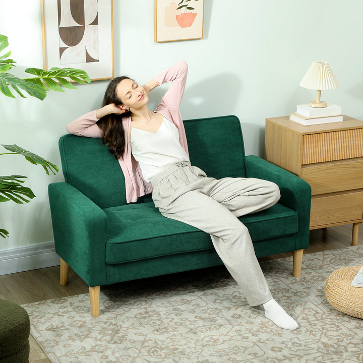 Two-Seater Velvet-Feel Sofa - Green