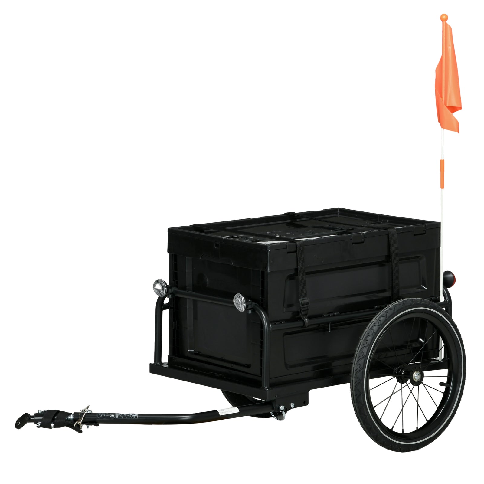 65L Steel Frame Bike Trailer Storage Box - Black