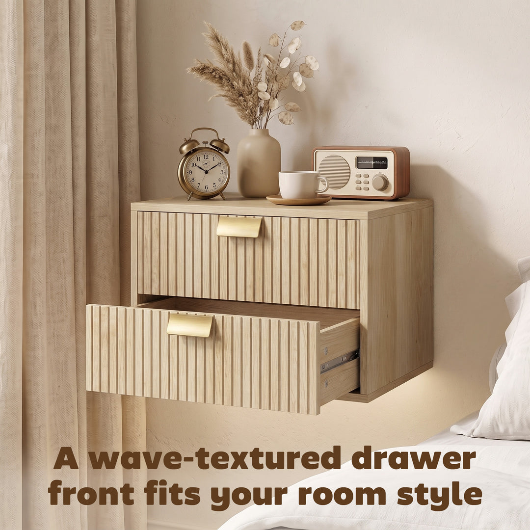 Modern Floating Nightstands Set of 2, Wall Mounted Bedside Tables with