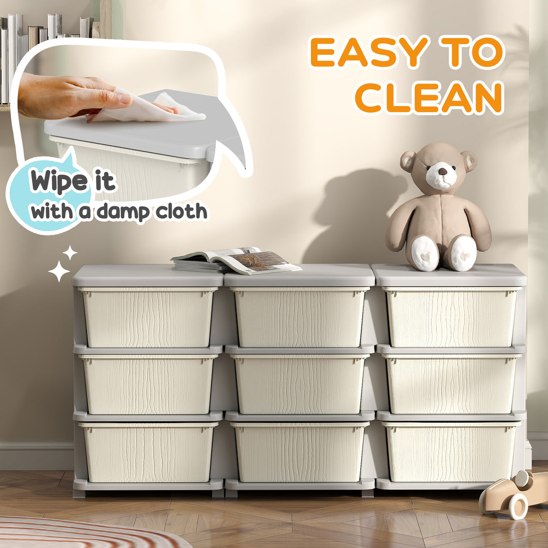 Kids Storage Unit, with Nine Drawers - Cream