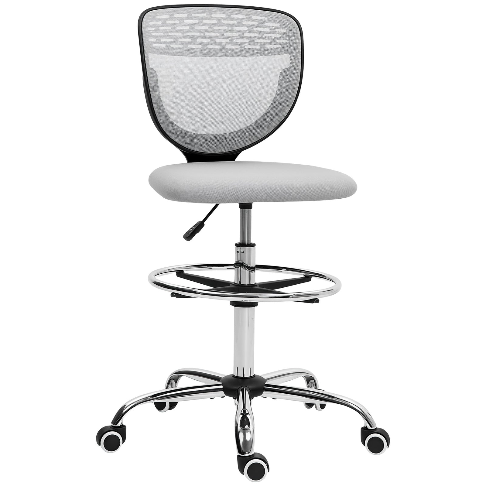 68-88cm Draughtsman Office Chair, with Wheels - Light Grey