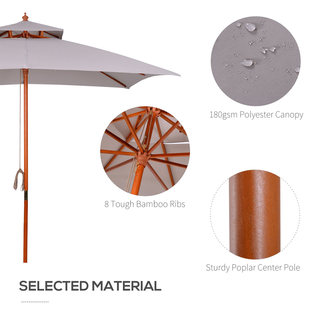 3 m Square Canopy Parasol - Grey