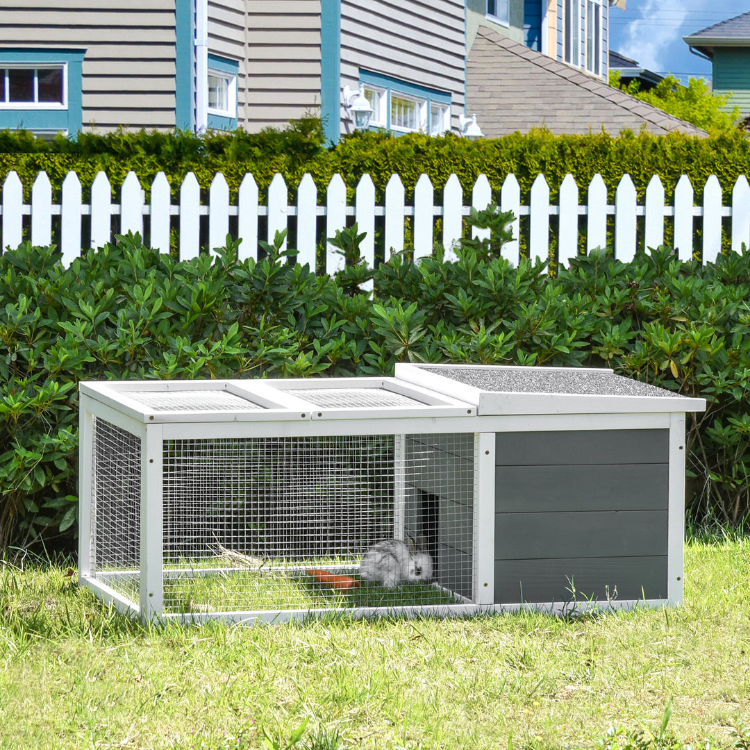 MCL Rabbit Hutch Guinea Pig Hutch Wooden Small Animal Cage Rabbit Run Duck House with Openable Roof for Indoor Outdoor 115 x 66 x 47.5 cm