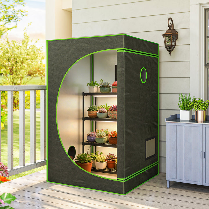 Grow Tent 120 x 120 x 200 cm, Reflective Mylar Hydroponic Growing Tent with 600D Oxford Fabric, Observation Window, Vent, Zipper Door for Indoor Plant Growing