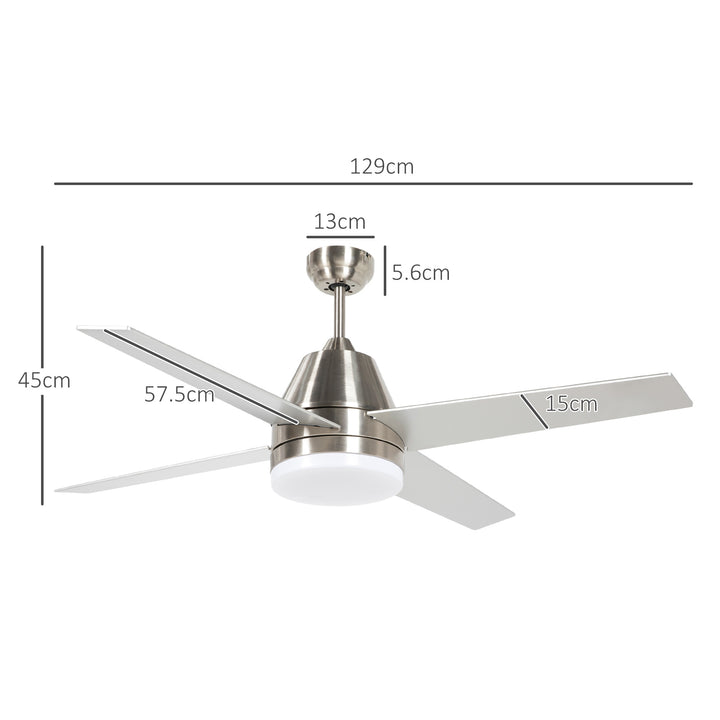 HOMCOM Ceiling Fan with LED Light, Flush Mount Ceiling Fan Lights with Reversible Blades, Remote, Silver and Black | Aosom UK